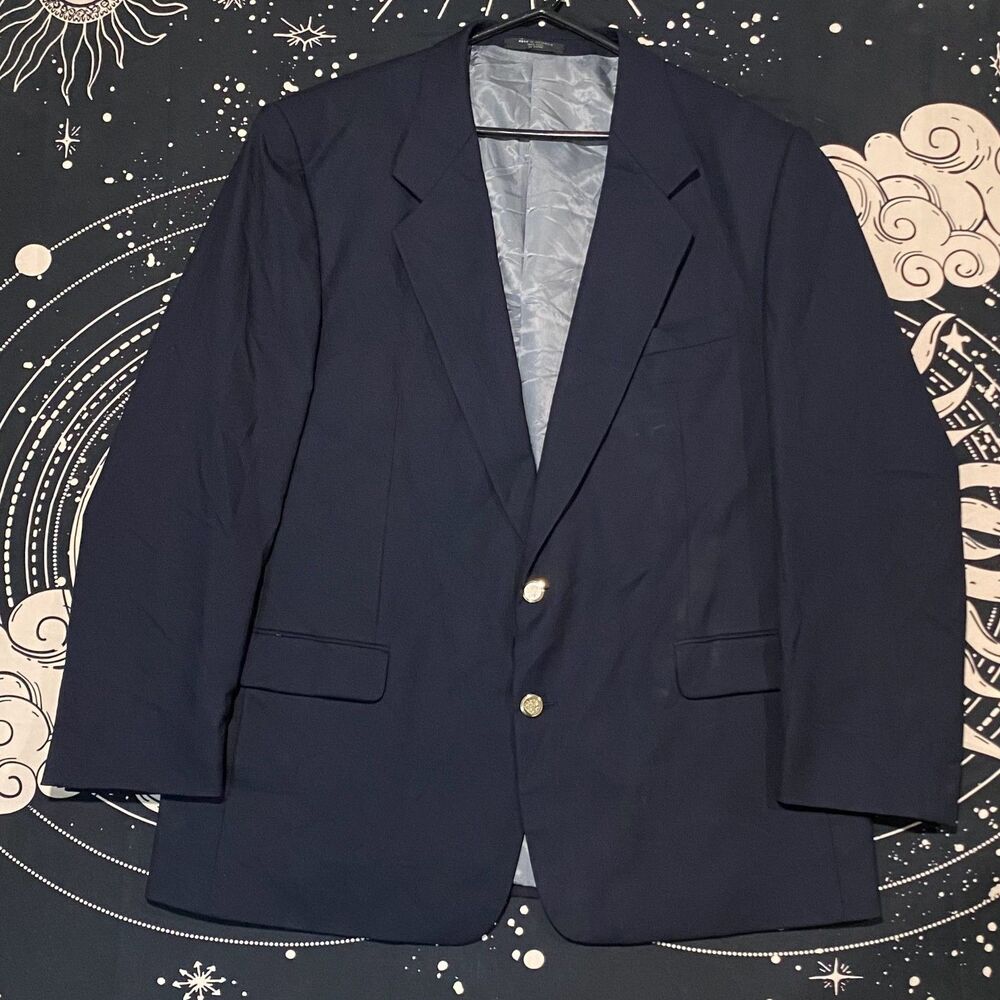 Petrocelli Blazer Coat Men's 48 Black Wool Suit Jacket Preppy Career Business